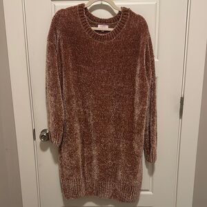 Pink Lily Long Sleeve Chenille Dress - Brown